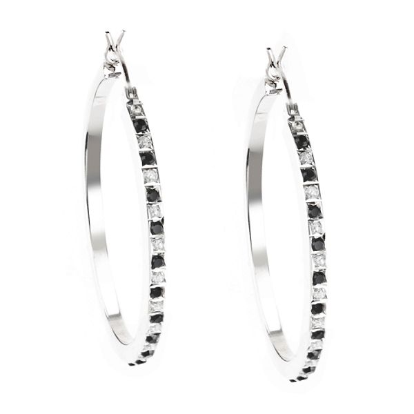 Diamond Mystique Black and White Diamond Accent Hoop Earrings in