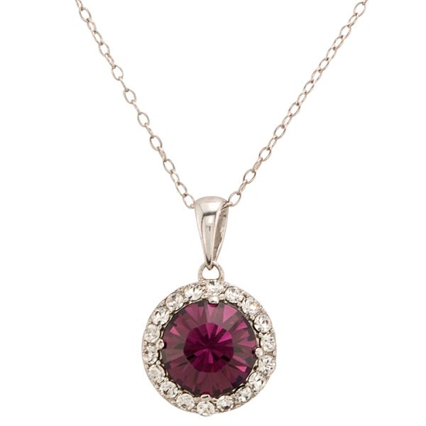 Crystallized Swarovski Elements Amethyst Crystal Pendant in Rhodium