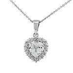 Hannah Rose White Topaz and Diamond Heart Pendant. Platinum/Sterling Silver