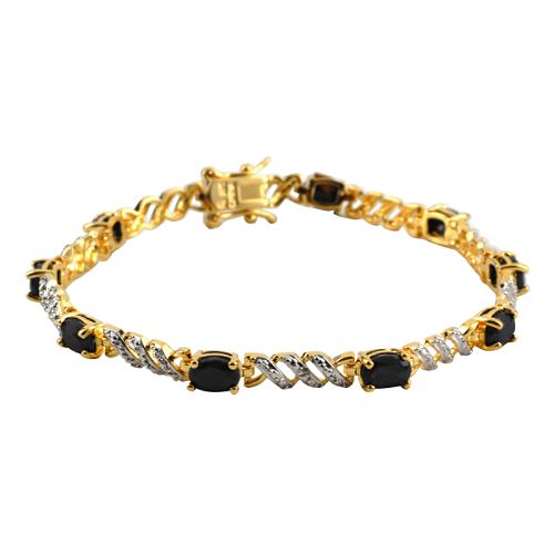 Sapphire and Diamond Accent Bracelet. Sterling Silver