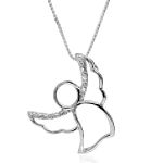 OTC International Diamond Angel Pendant. Sterling Silver