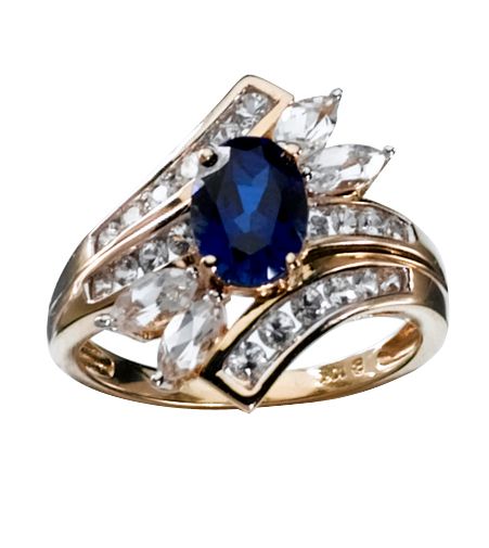 Blue and White Sapphire Marquise Cocktail Ring. 10K Yellow Gold - Model RGM4131-CS-CW-10K at Sears.com from sears.com