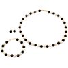 Onyx and Pearl Necklace, Bracelet & Stud Earring Set. 10K Yellow Gold