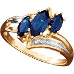 Esco 3-Stone Marquise Sapphire and Diamond Ring. 10K Yellow Gold