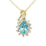 Thai Link Trading Co. Ltd. Ice Blue and White Topaz Cluster Pendant. 10K Yellow Gold