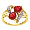 Ruby and Diamond Double Heart Ring. 10K Yellow Gold