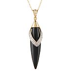 HNJ Inc. Onyx and Diamond Contemporary Pendant. 10K Yellow Gold