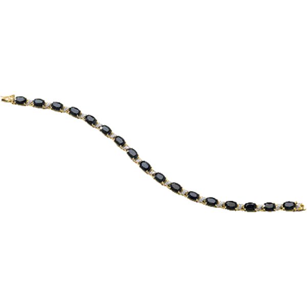 Midnight Blue Sapphire and Diamond Bracelet. 10K Yellow Gold