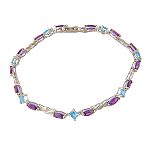 10K white gold bracelet with Amethyst and Blue Topaz