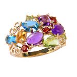 Rainbow Bomb : precious gems multi-color cocktail ring trendy jewelry gemstone ring