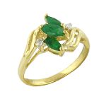 Ambras Emerald Marquise and Diamond Ring. 10k Yellow Gold