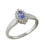 Ambras Tanzanite and Diamond Marquise Ring. 10k White Gold