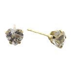 Ambras 10K 4MM Heart Shaped White Topaz Stud Earring In Yellow Gold