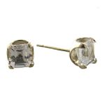10K 5mmSquare White Topaz Earring In White Gold