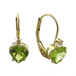 10K 6mmHeart Shaped Peridot Lever Back Earring