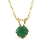 10K 5mmRound Emerald Solitaire Pendant In Yellow Gold