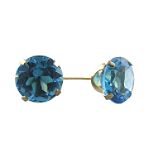 10K 8mmBlue Topaz Stud Earring In Yellow Gold