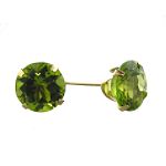 10K 8mmPeridot Stud Earring In Yellow Gold