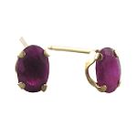 10K 6x4mmOval Ruby Stud Earrings In Yellow Gold