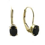 10K 6x4mmOval Sapphire Lever Back Earrings