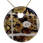 Venetian Glass Pendant. 10K Yellow Gold