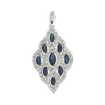 Masterpiece Diamonds Sapphire and Diamond Pendant. 10K White Gold