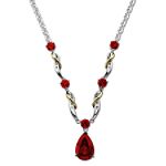SG Created Ruby Necklace. 14K Yellow Gold and Sterling Silver