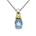 SG Aquamarine and Diamond Pendant in 14K Yellow Gold and Sterling Silver