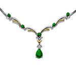 SG Emerald and Diamond Necklace in 14K Yellow Gold and Sterling Silver