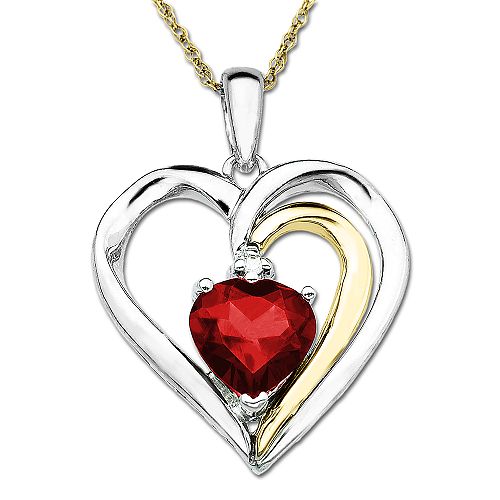 SG Ruby and Diamond Accent Heart Pendant in 14K Gold & Sterling Silver