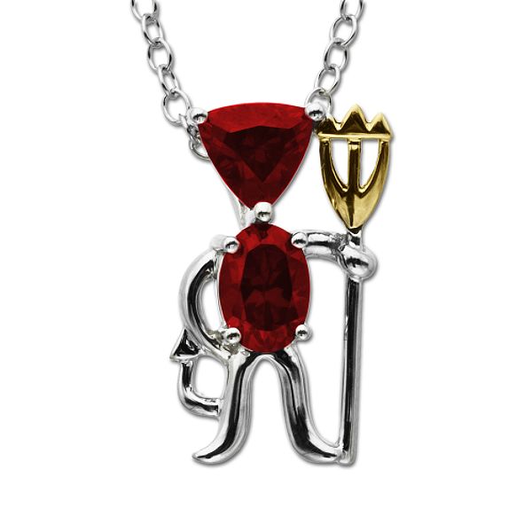 SG Lab Created Ruby Devil Pendant in 14K Gold & Sterling Silver