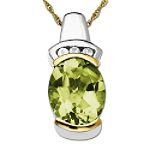 SG Green Quartz and White Topaz Pendant in 14K Yellow Gold and Sterling Silver