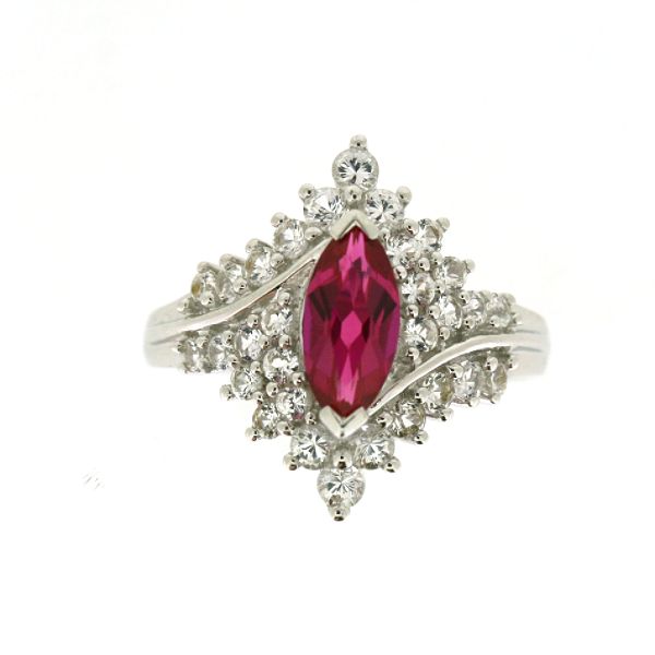 Created Ruby & White Sapphire Ring in Sterling Silver