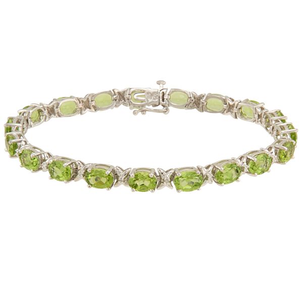 12 ct. t.g.w. Lab Created Peridot & Diamond Accent Bracelet in Sterling Silver