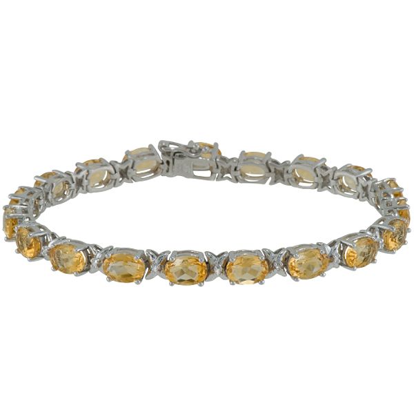 12 ct. t.g.w. Citrine & Diamond Accent Bracelet in Sterling Silver
