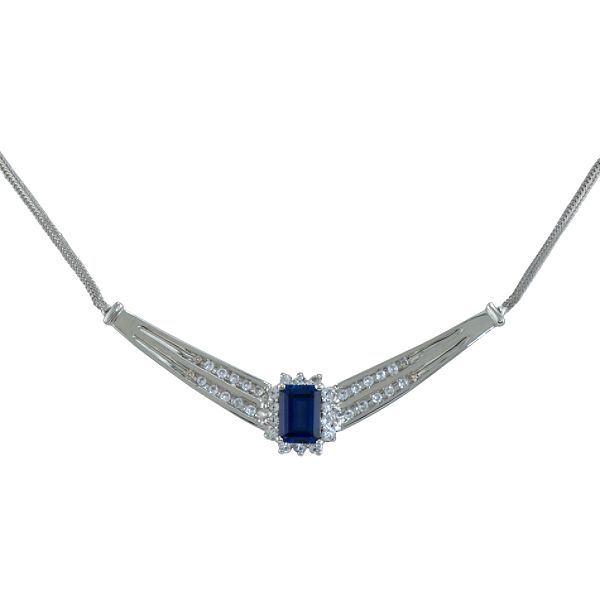 Created Sapphire & Diamond Accent Necklace in Sterling Silver