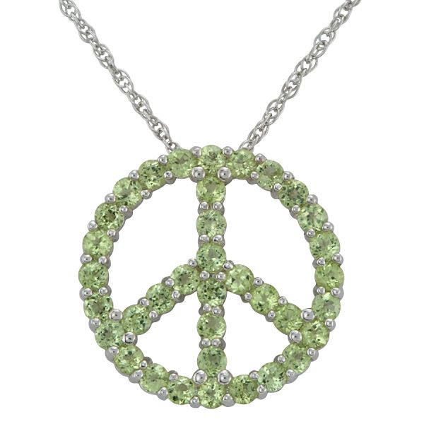 Peridot Peace Pendant in Sterling Silver