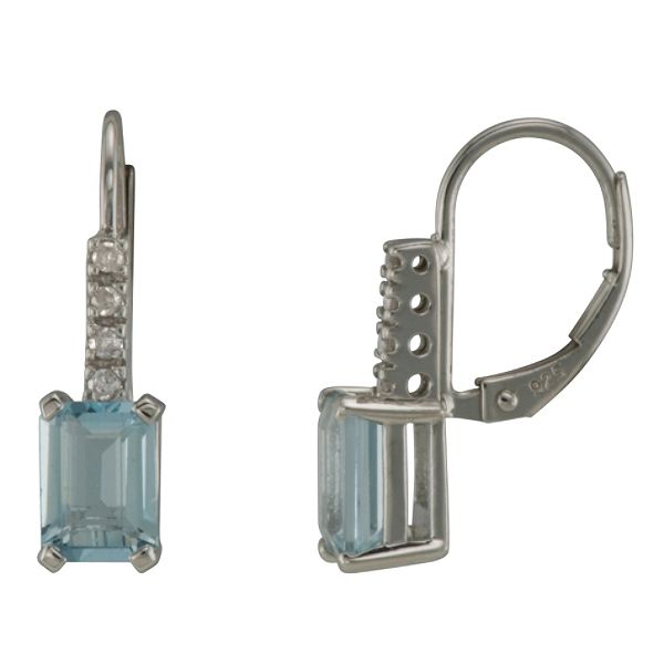 Aquamarine and Diamond Accent Earrings in Sterling Silver