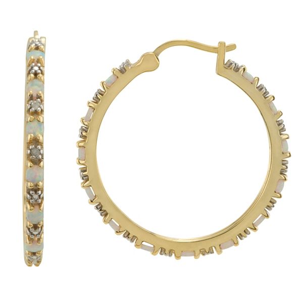 LC Opal Hoop Earrings in 14K Gold Over Sterling Silver