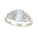 Thai Link Trading Co. Ltd. Aquamarine Ring with Diamond Accents
