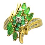 10K Gold Emerald Ring with Diamond Accents