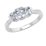 Aquamarine 3-Stone Fashion Ring. 10K White Gold