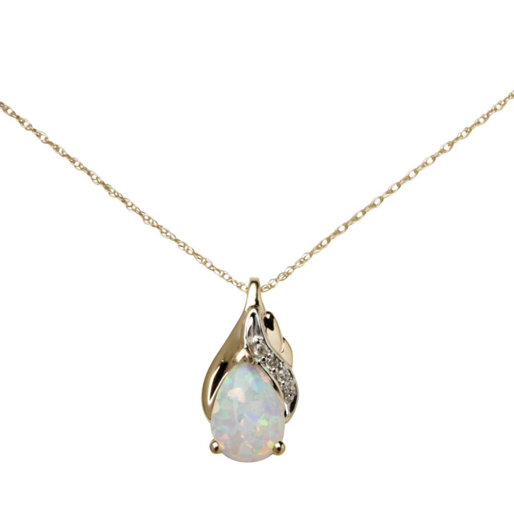 Opal and Diamond Teardrop Pendant