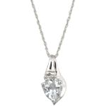 Heart Shaped Aquamarine Pendant with Diamond Accents