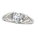 Heart Shaped Aquamarine Ring with Diamond Accents