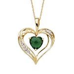 Esco Created Emerald Pendant with Diamond Accents