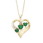Thai Link Trading Co. Ltd. Created Emerald Heart Pendant with Diamond Accents
