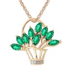 10K Emerald & Diamond Accent Pendant