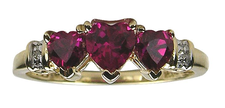 Triple Ruby Heart Ring