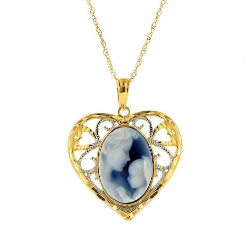 10K Two Tone Heart Framed Heavens Gift Cameo